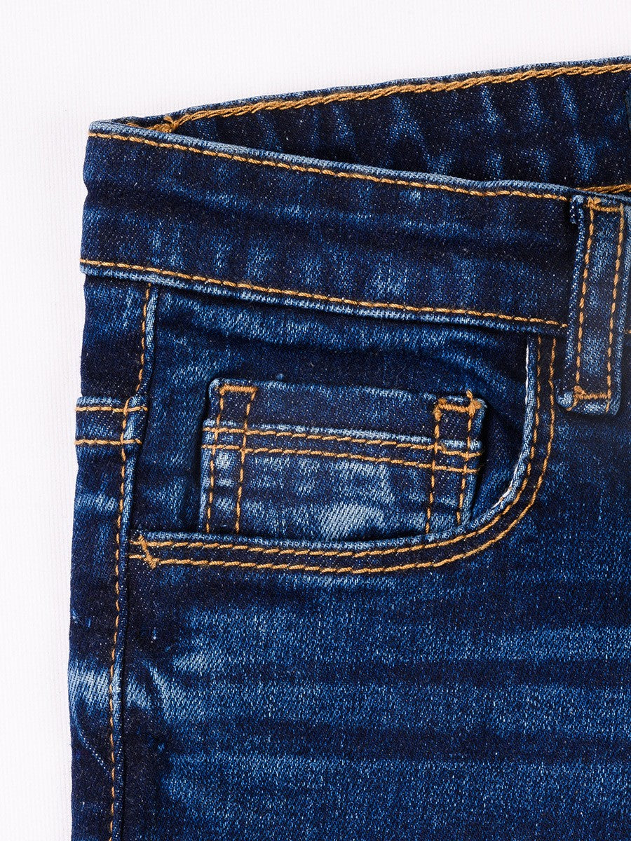 Turtell Kids Blue Medium Washed Slim Fit Jeans