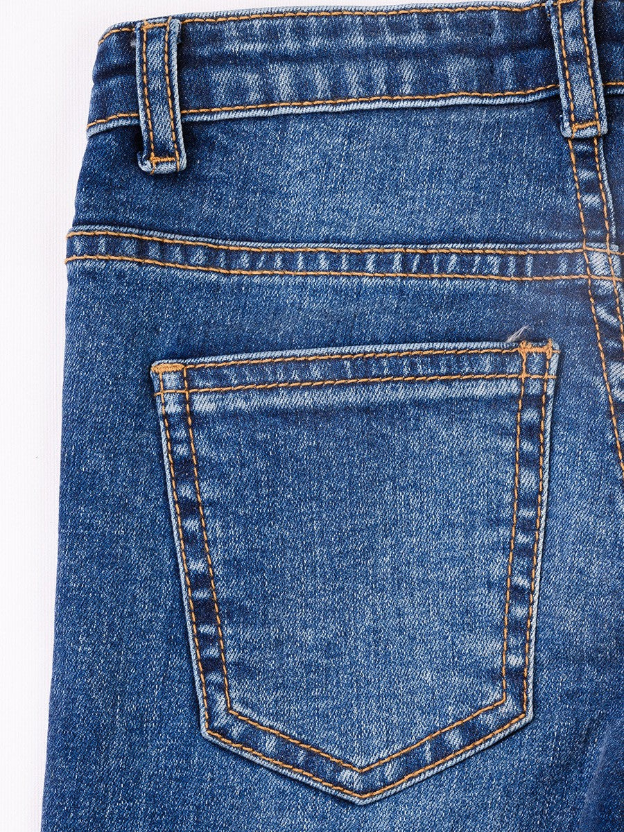 Turtell Kids Blue Washed Stretch Slim Fit Jeans