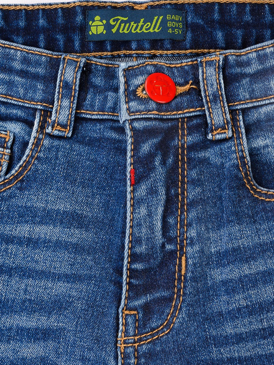 Turtell Kids Blue Washed Stretch Slim Fit Jeans