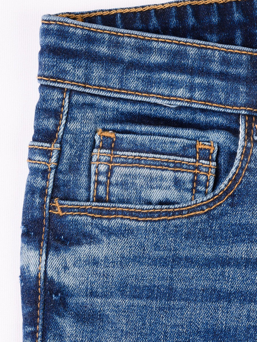 Turtell Kids Blue Washed Stretch Slim Fit Jeans