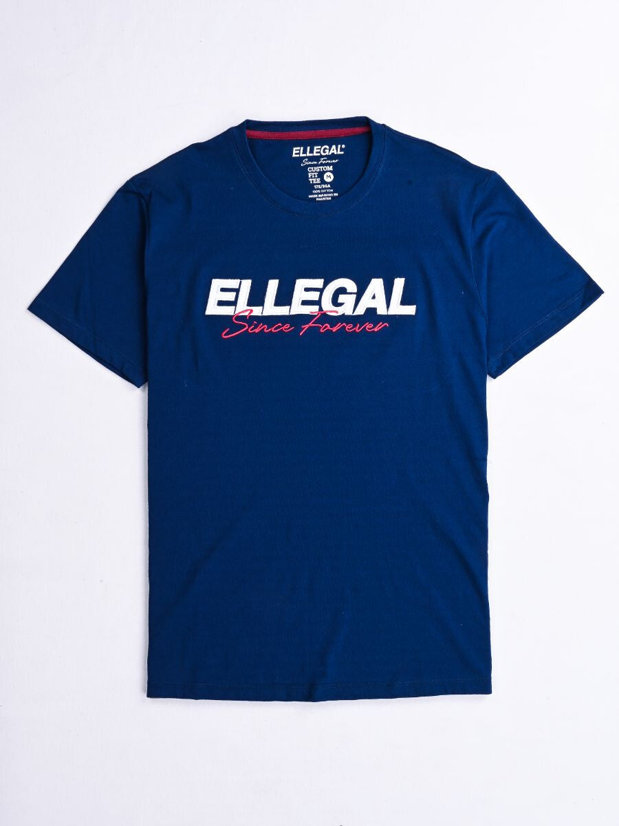 SF Applique Blue Cotton Tee Shirt