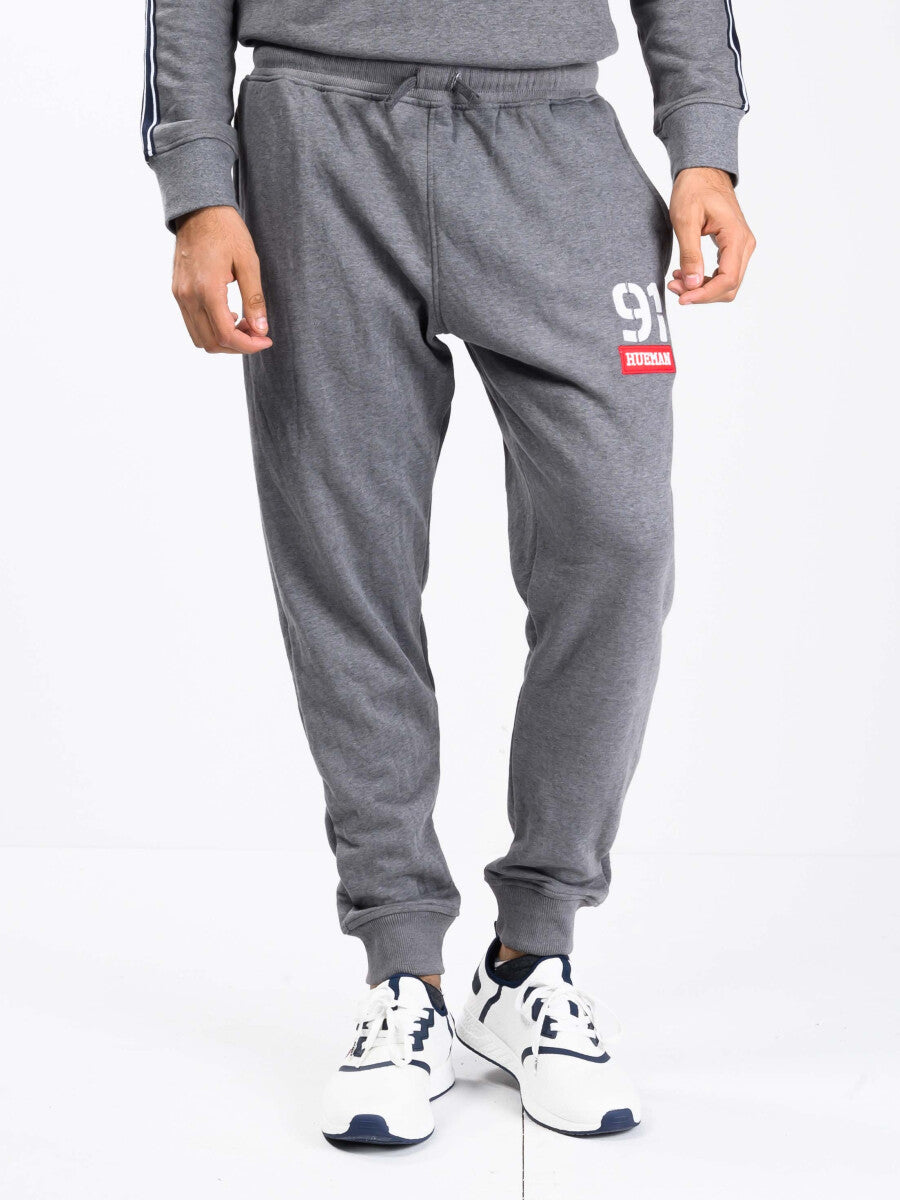 Men Medium Heather Grey Terry Slim Joggers