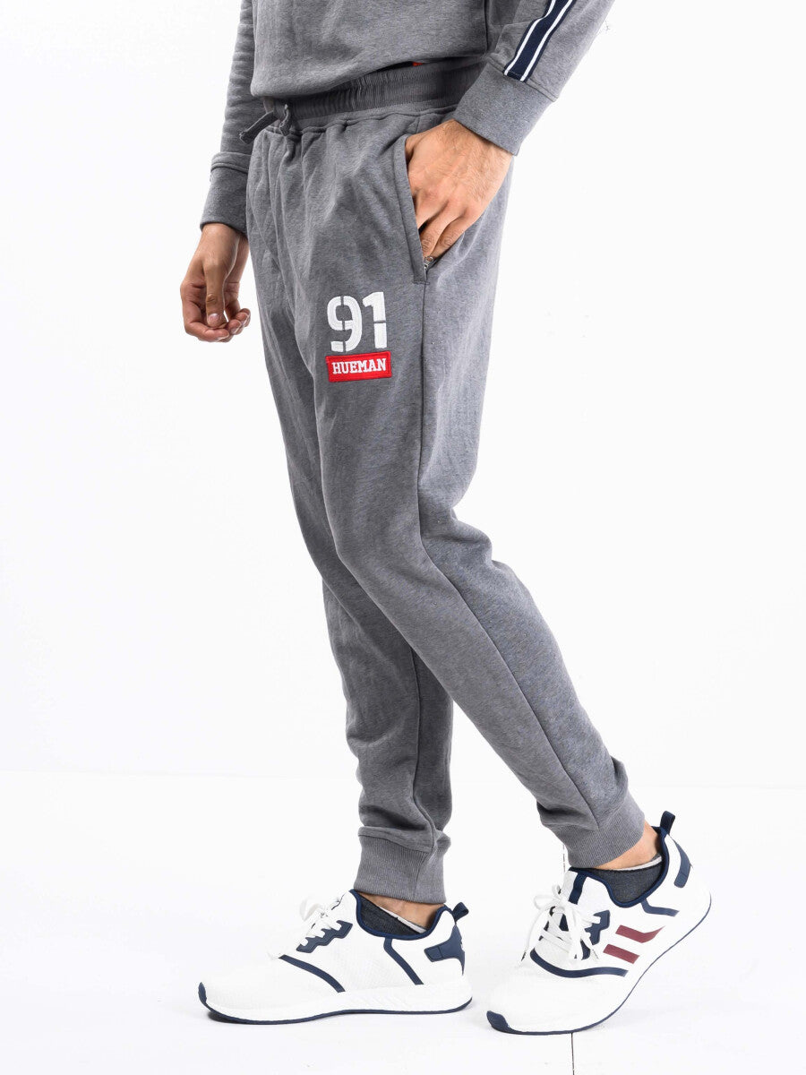Men Medium Heather Grey Terry Slim Joggers