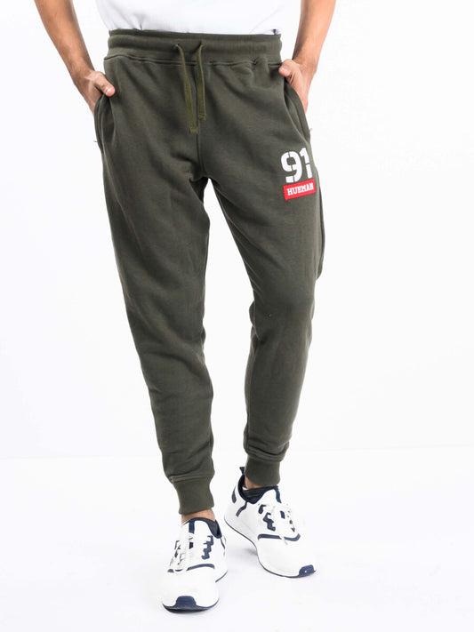 Men Olive Terry Slim Joggers
