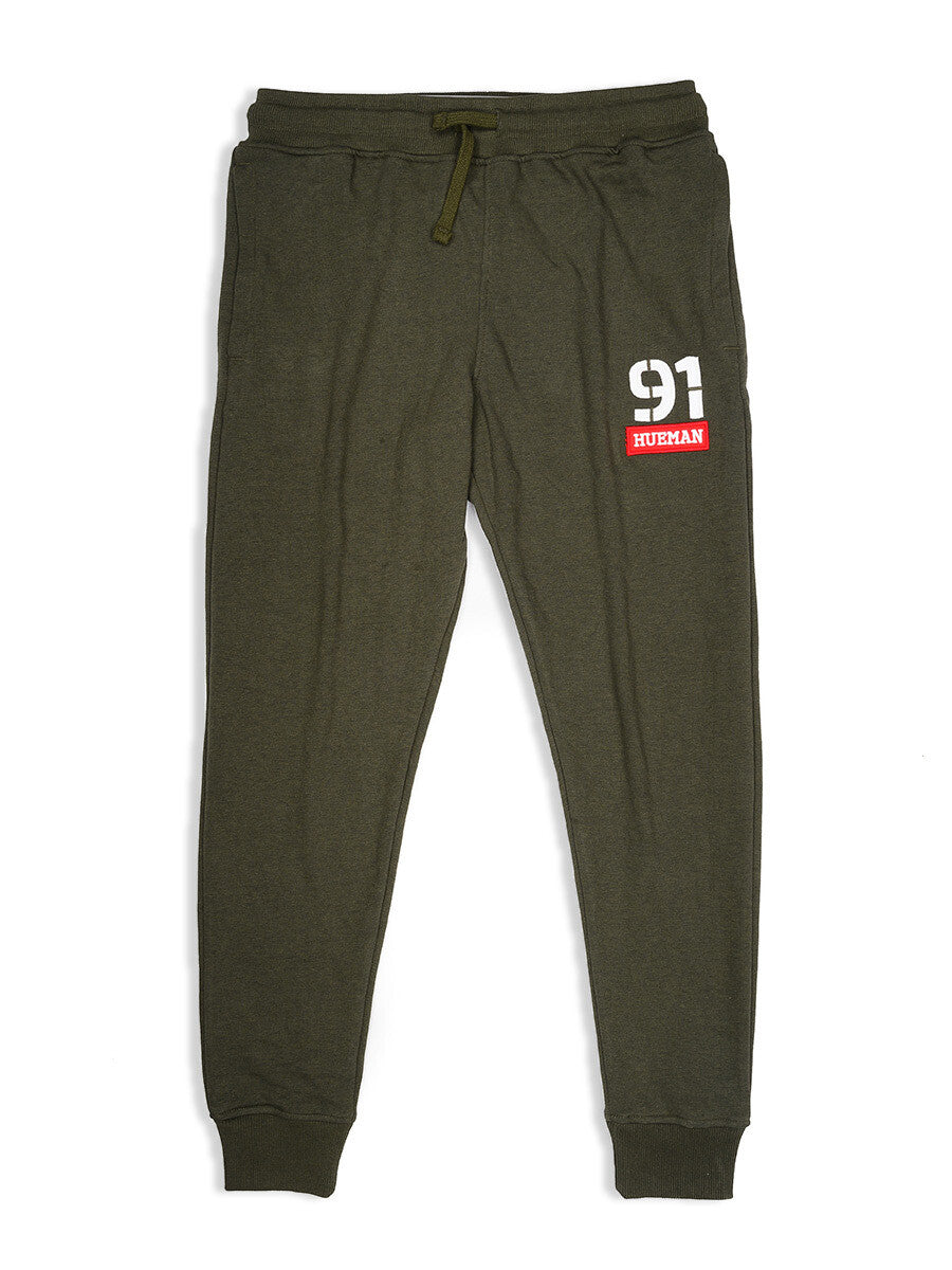 Men Olive Terry Slim Joggers