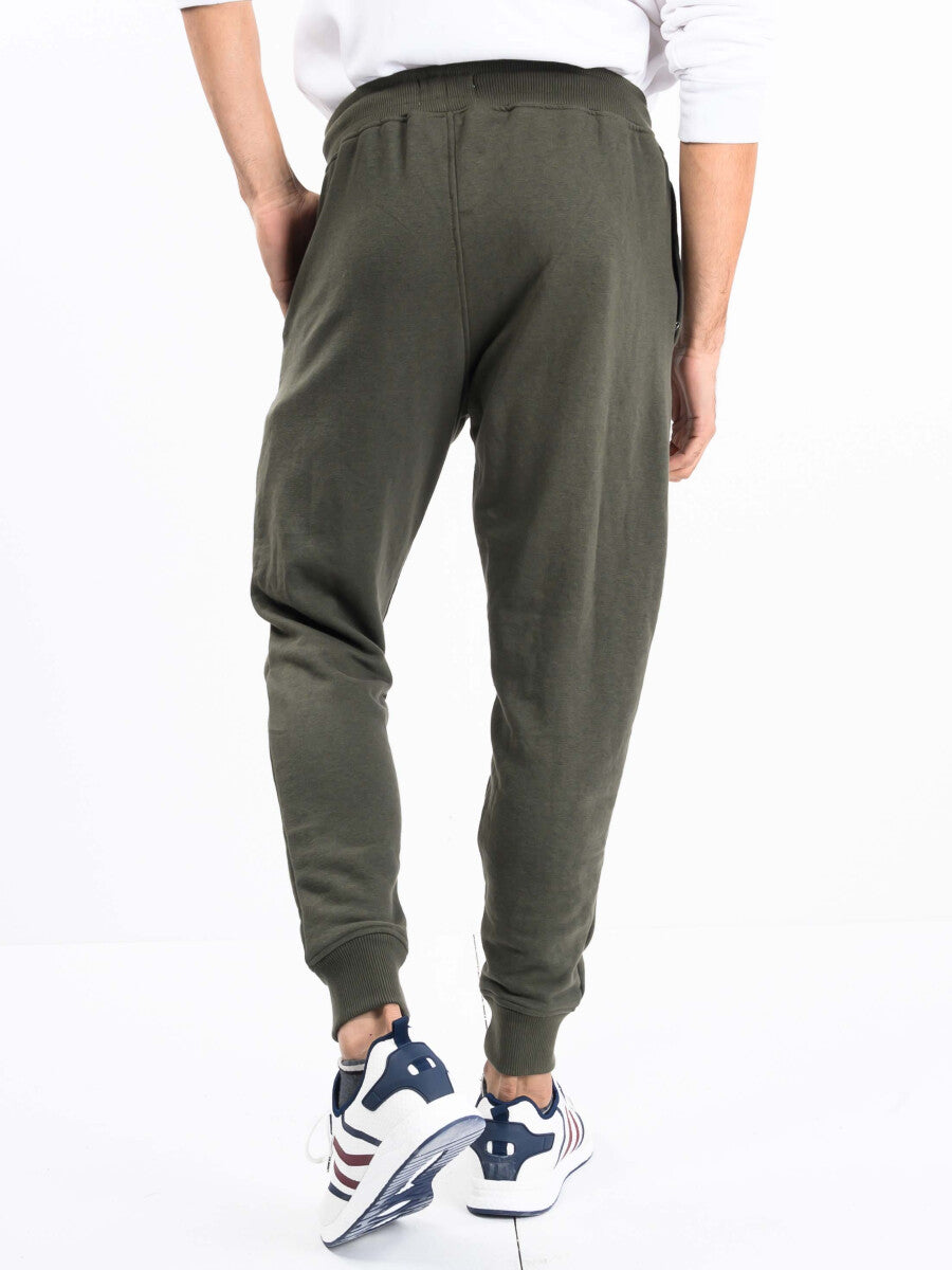 Men Olive Terry Slim Joggers