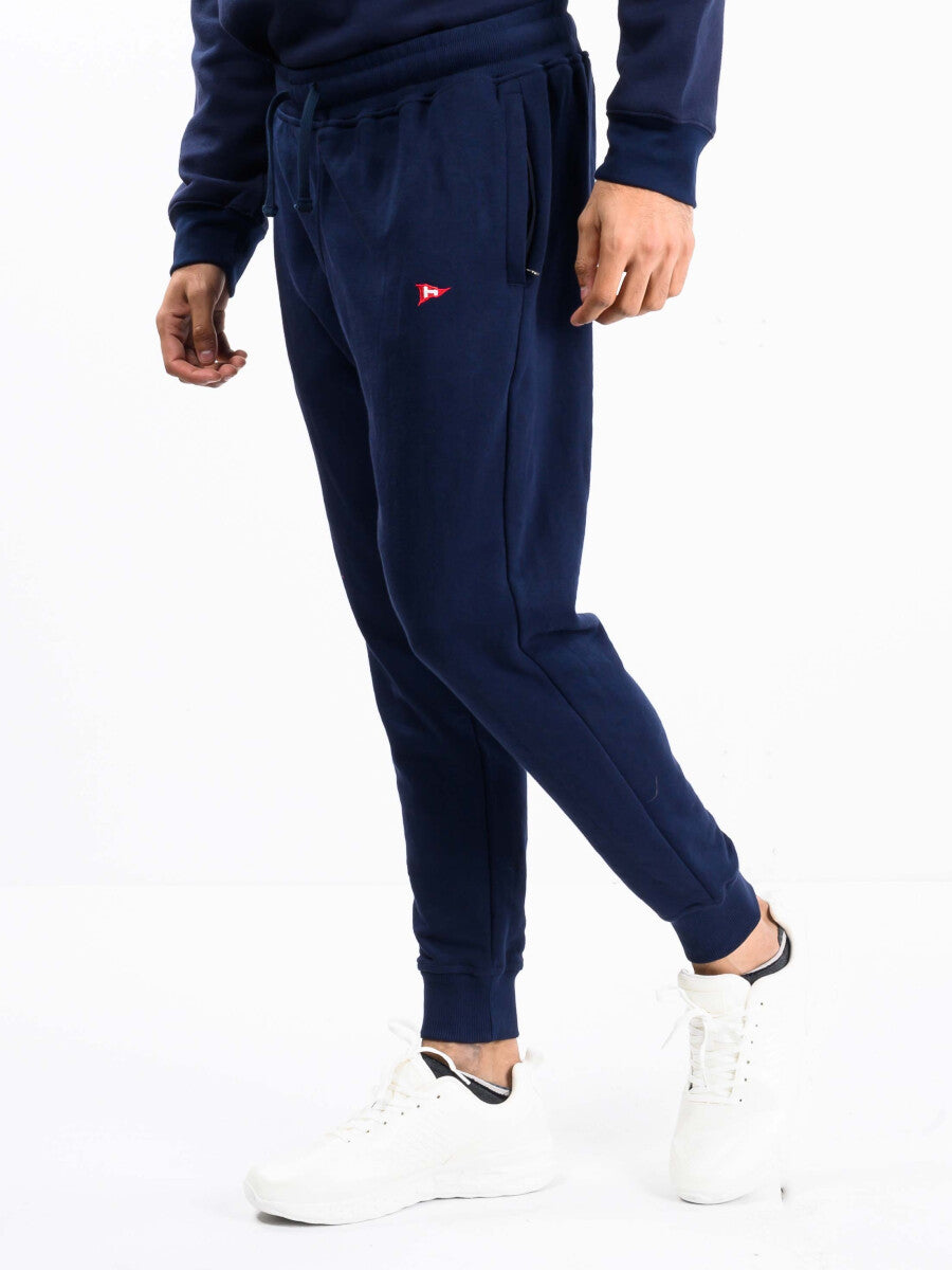 Men Navy Blue Terry Slim Joggers
