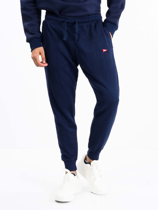 Men Navy Blue Terry Slim Joggers