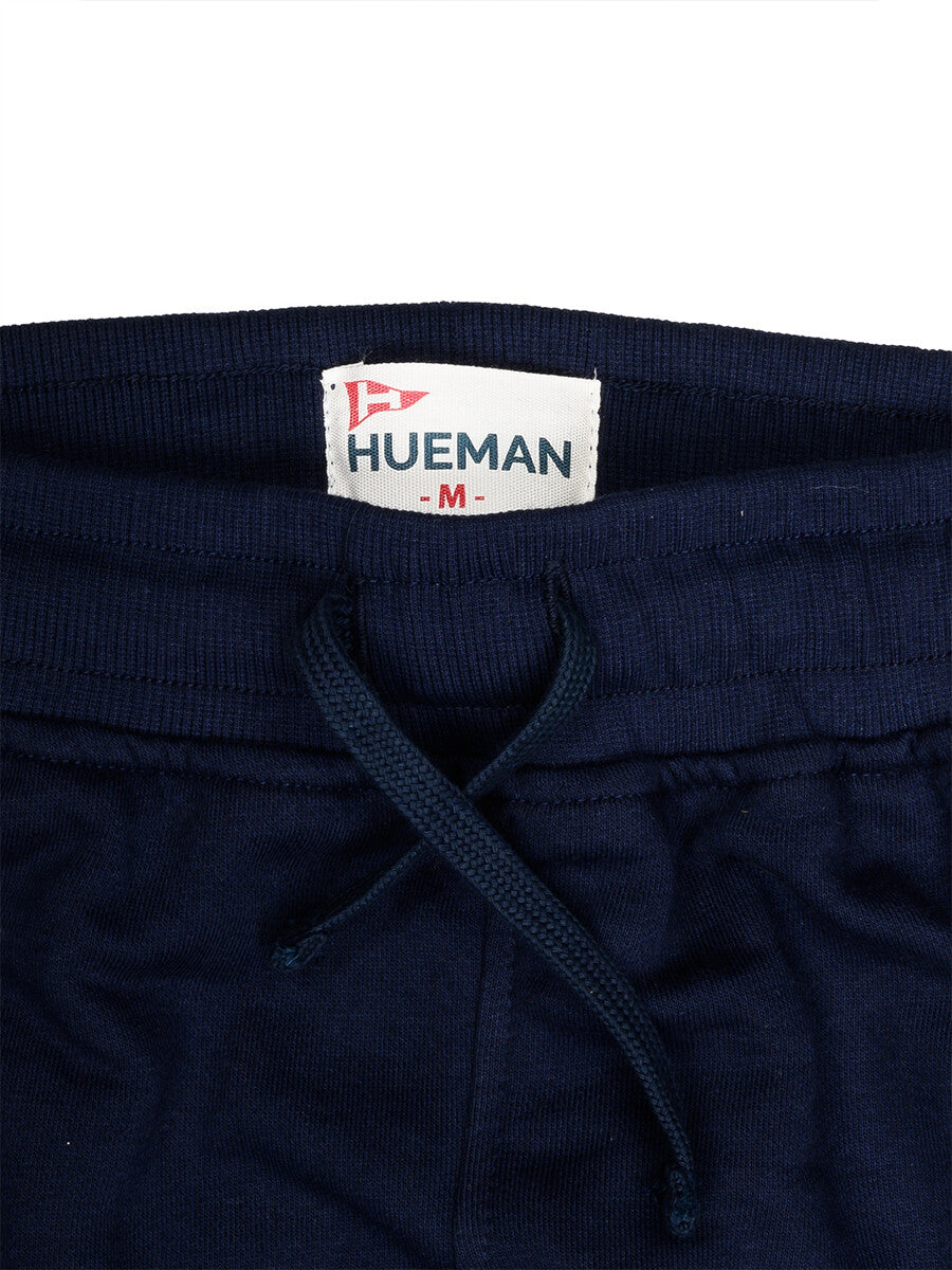 Men Navy Blue Terry Slim Joggers