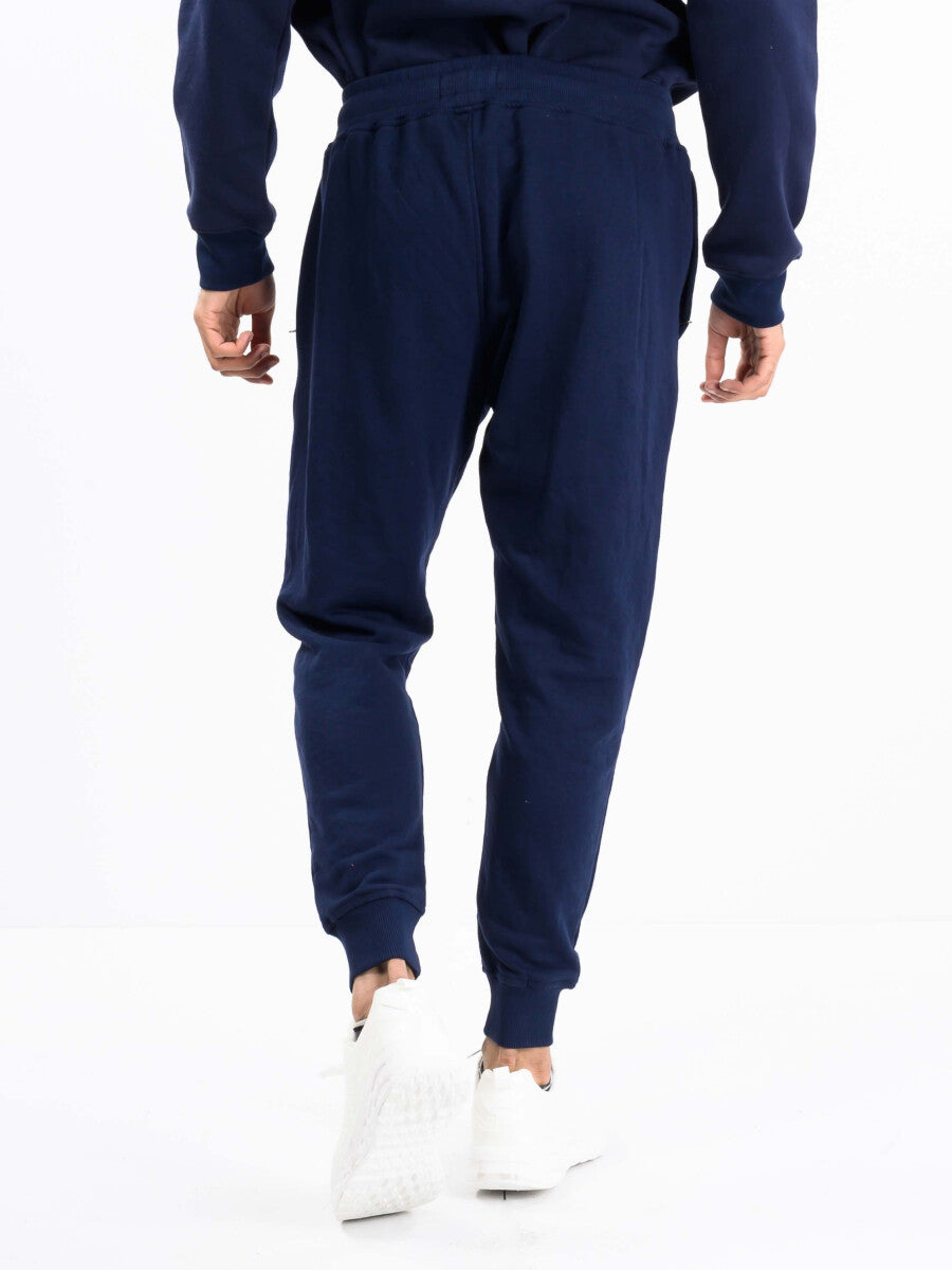 Men Navy Blue Terry Slim Joggers