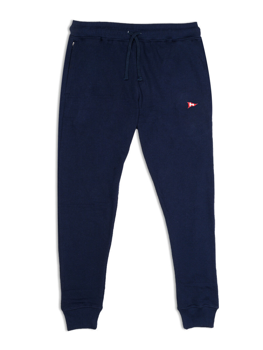 Men Navy Blue Terry Slim Joggers