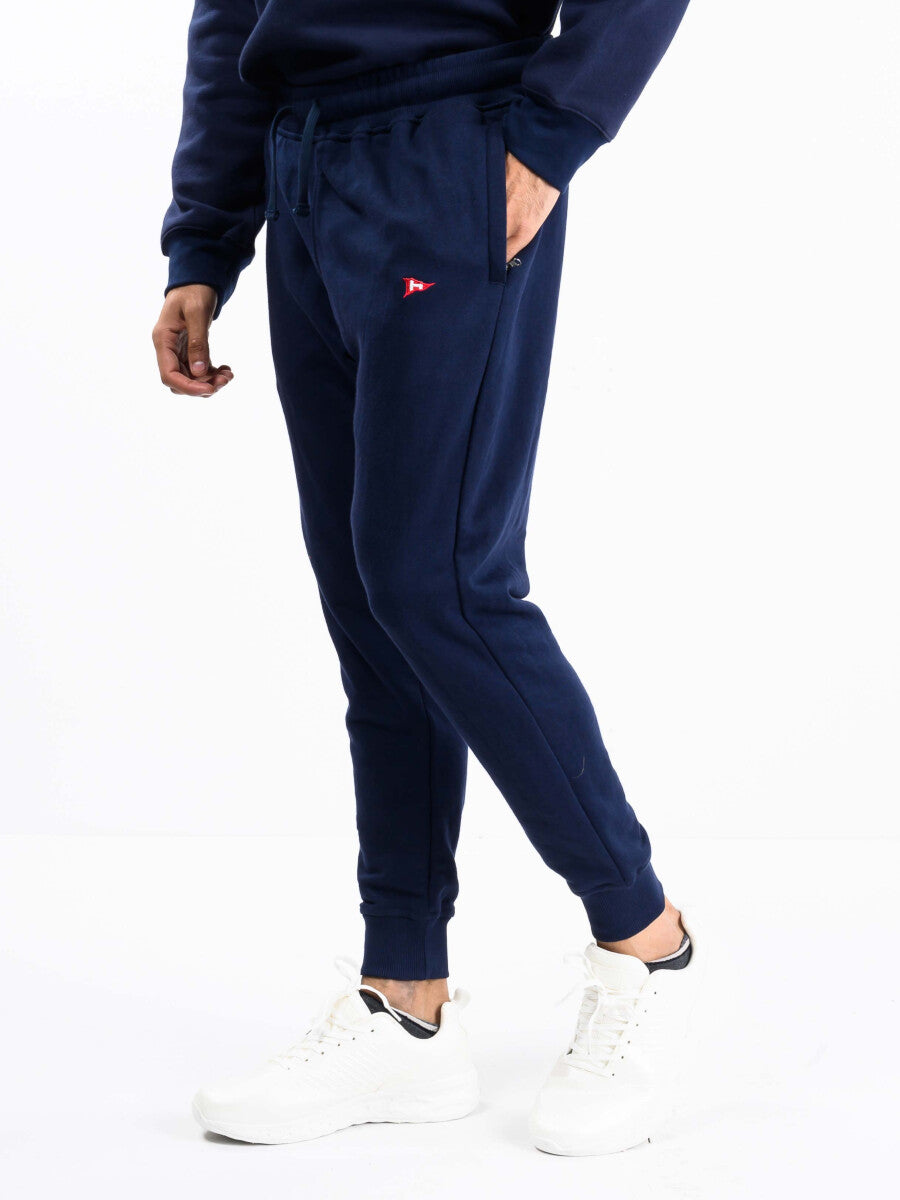 Men Navy Blue Terry Slim Joggers