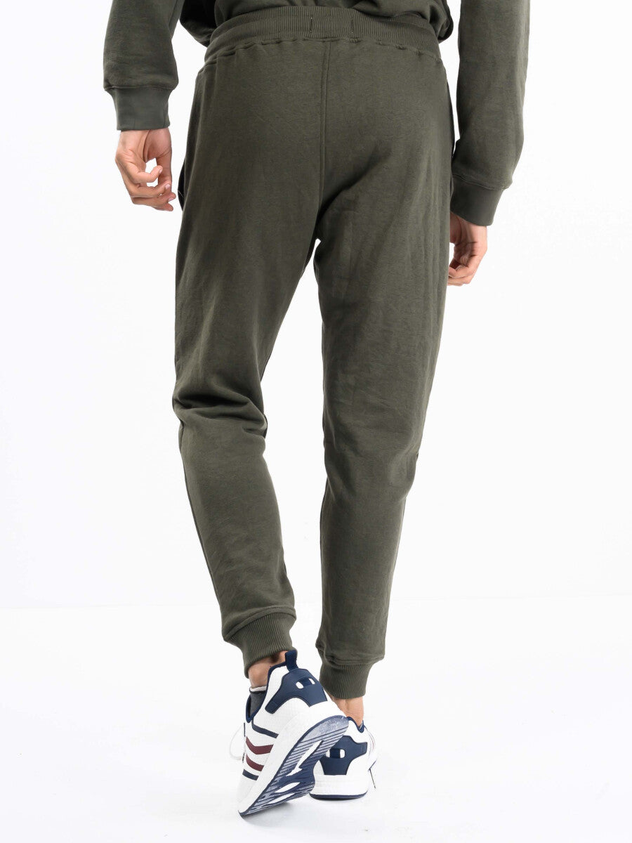 Men Olive Terry Slim Joggers