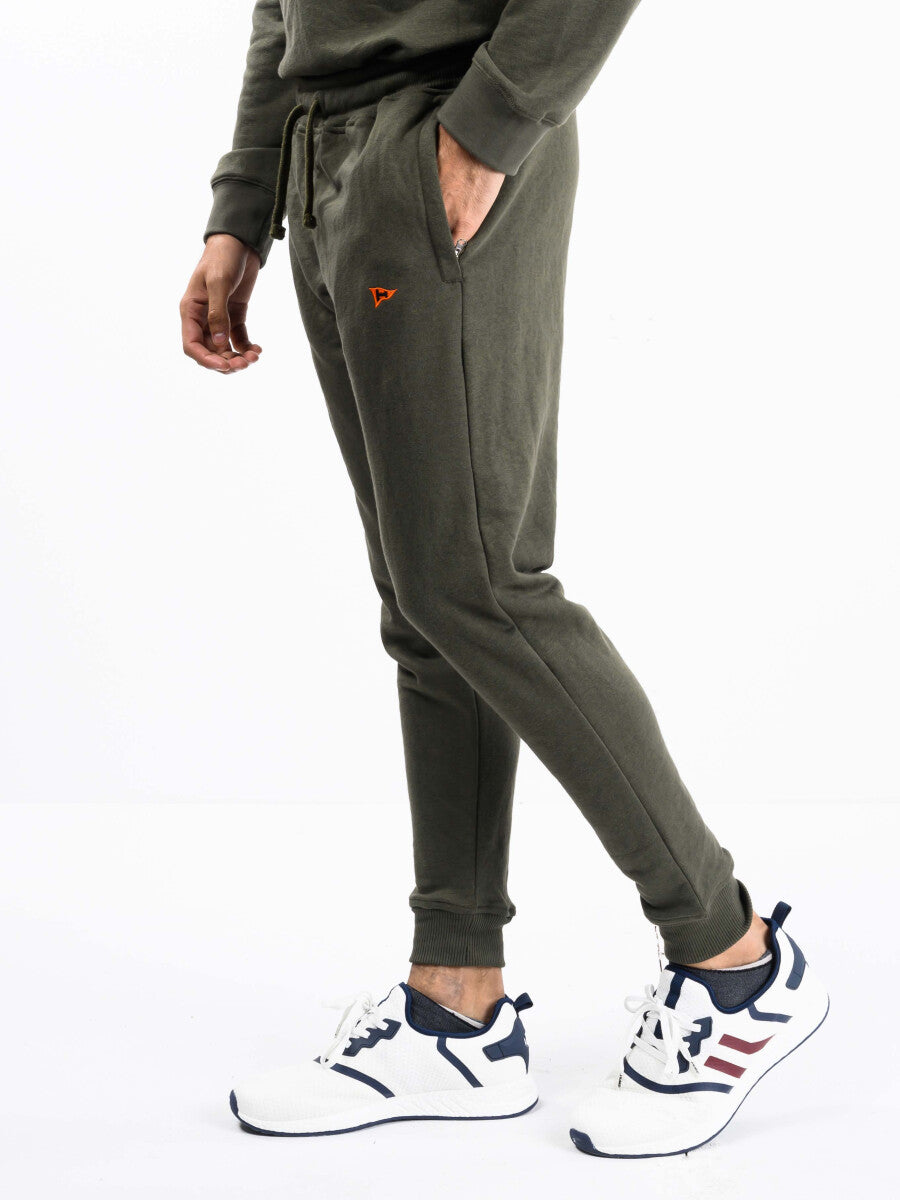 Men Olive Terry Slim Joggers