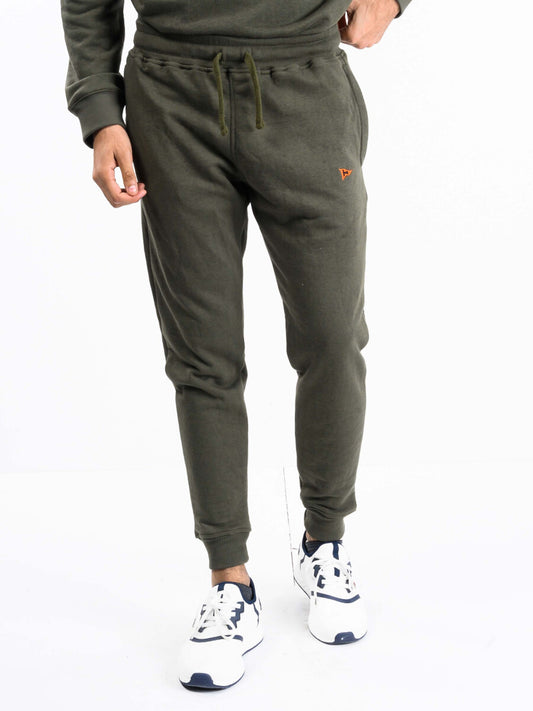 Men Olive Terry Slim Joggers