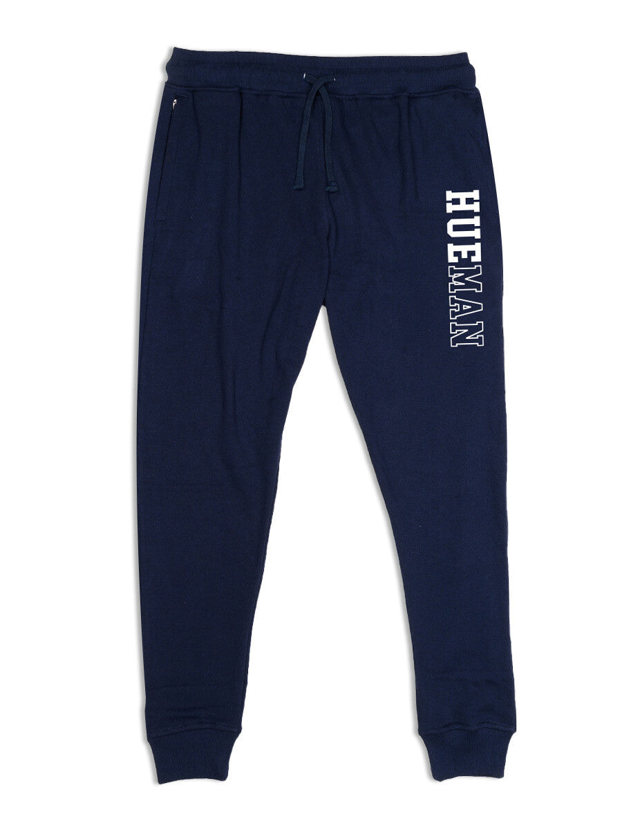 Men Navy Blue Fleece Slim Joggers