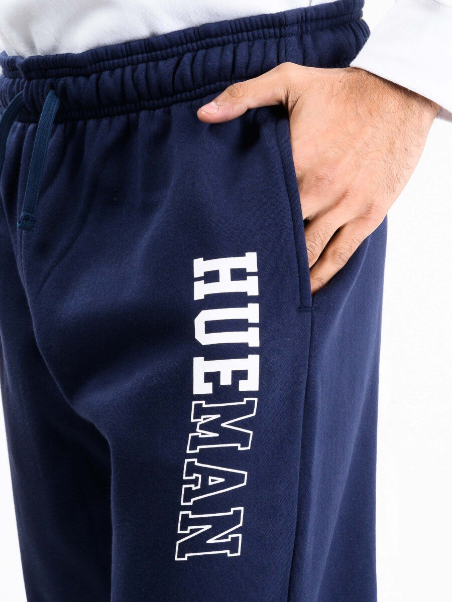 Men Navy Blue Fleece Slim Joggers