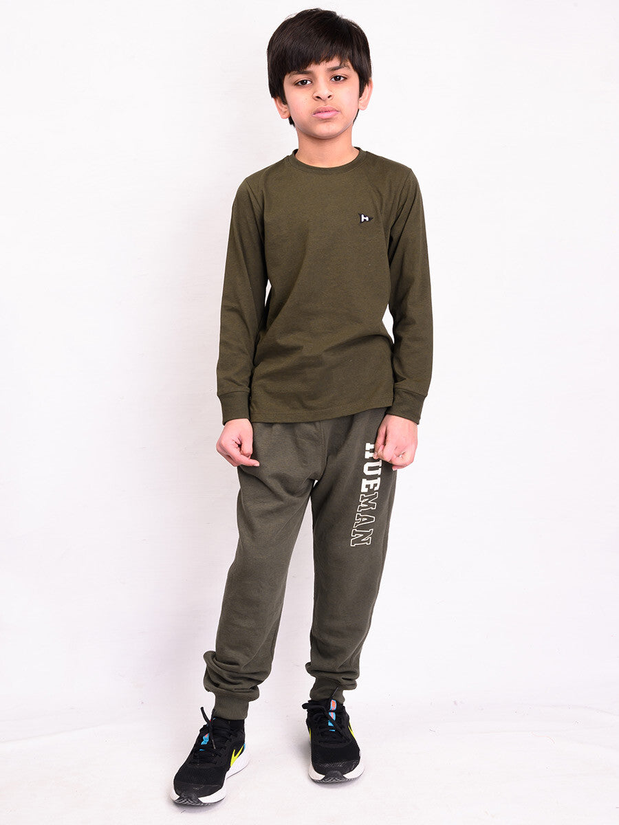 Kids Olive Terry Full Sleeve Sweatshirt