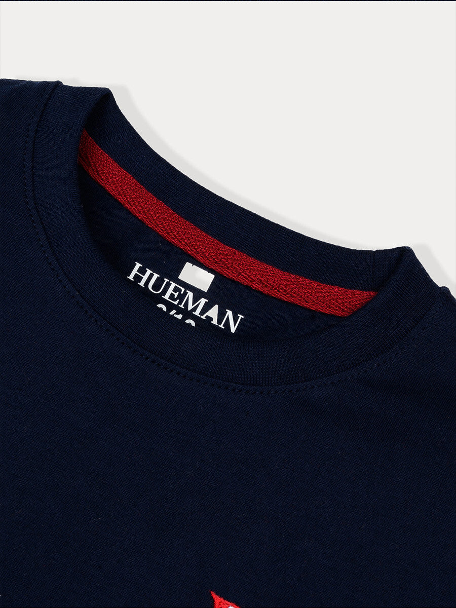 Kids Navy Blue Terry Full Sleeve Sweatshirt