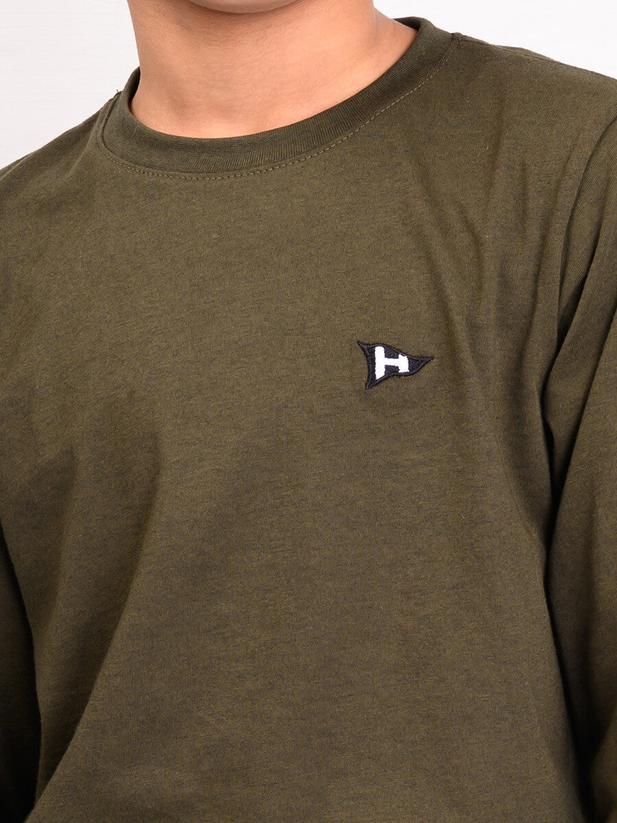 Kids Olive Terry Full Sleeve Sweatshirt