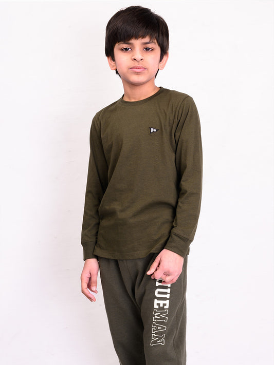 Kids Olive Terry Full Sleeve Sweatshirt