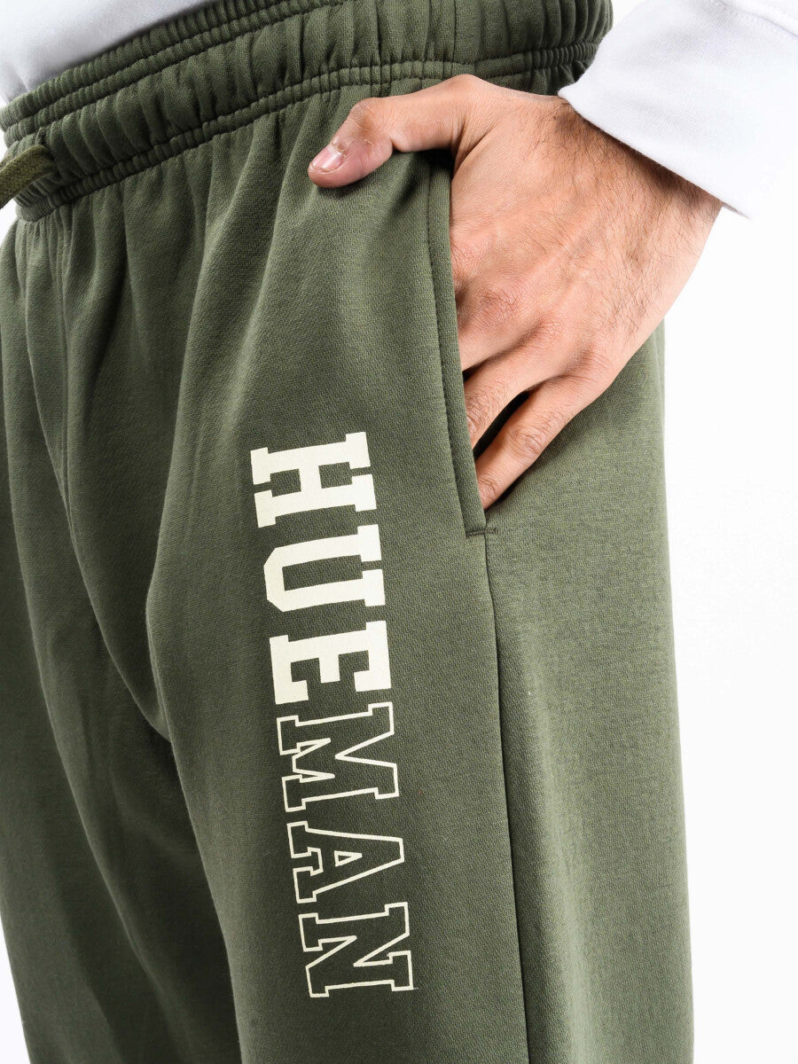Men Olive Fleece Slim Joggers