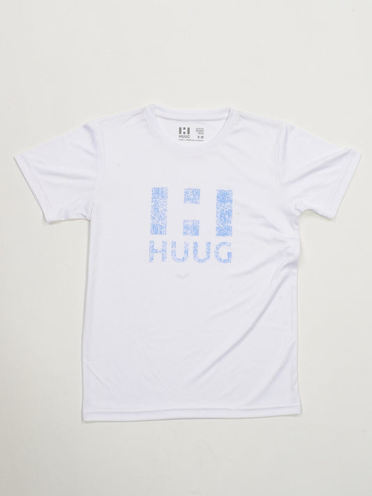 Kids White and Blue Short Sleeve T-Shirt Crew Neck