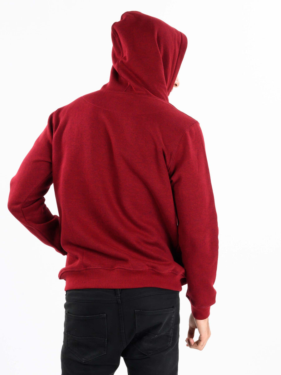 Burgundy Men Fleece Hooded Sweatshirt