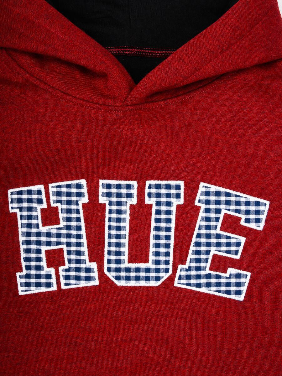 Burgundy Men Fleece Hooded Sweatshirt