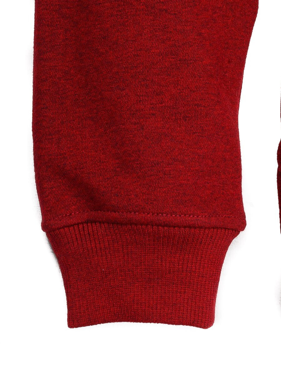 Burgundy Men Fleece Hooded Sweatshirt