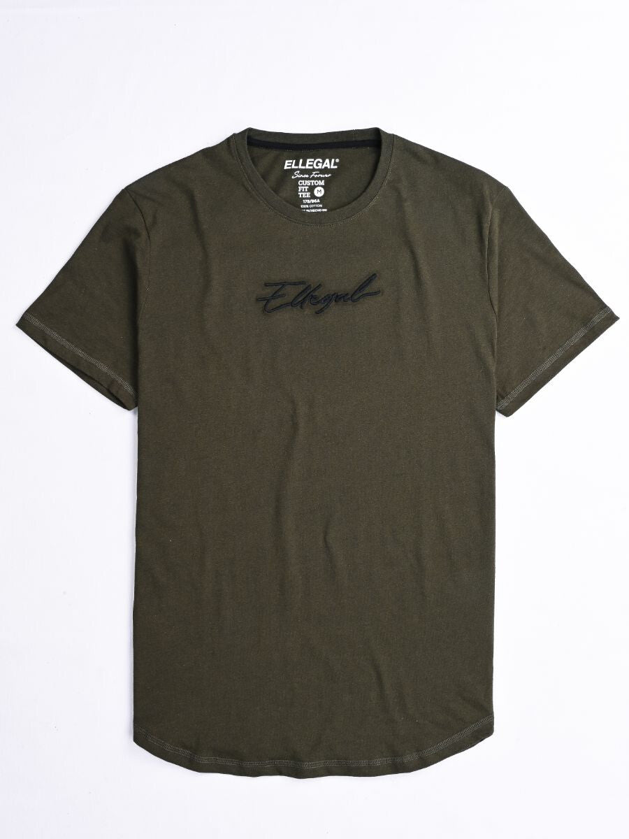 Cally Round Bottom Cotton Tee Shirt - Green Olive