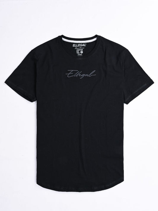 Cally Round Bottom Cotton Tee Shirt - Hash Black