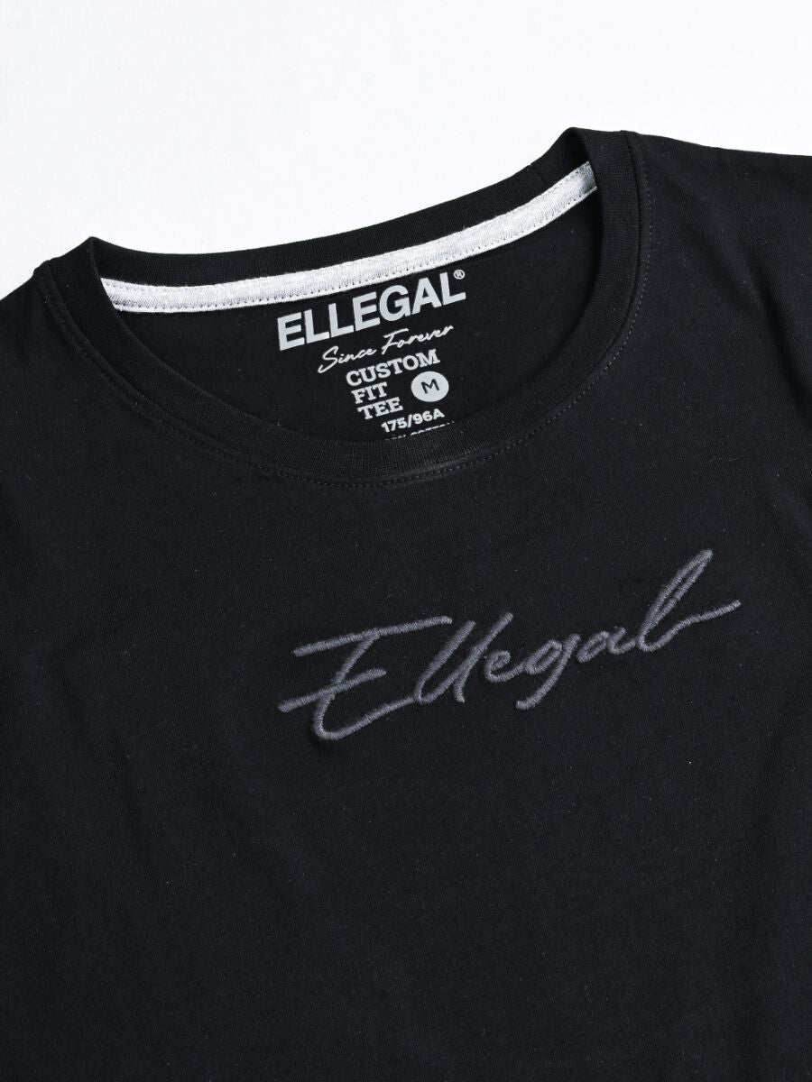 Cally Round Bottom Cotton Tee Shirt - Hash Black