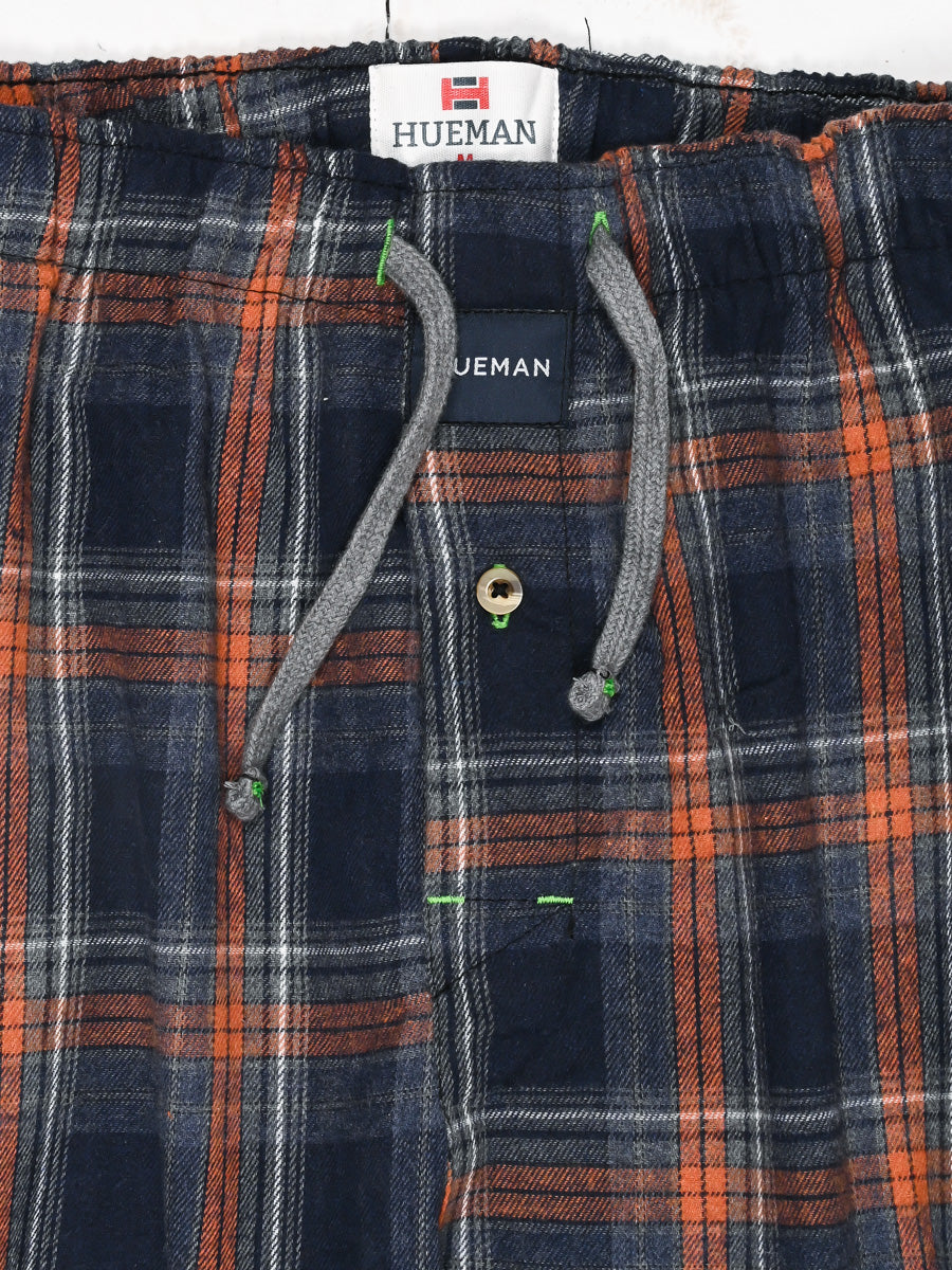 Flannel Plaid Orange/Blue Relaxed Winter Pajamas