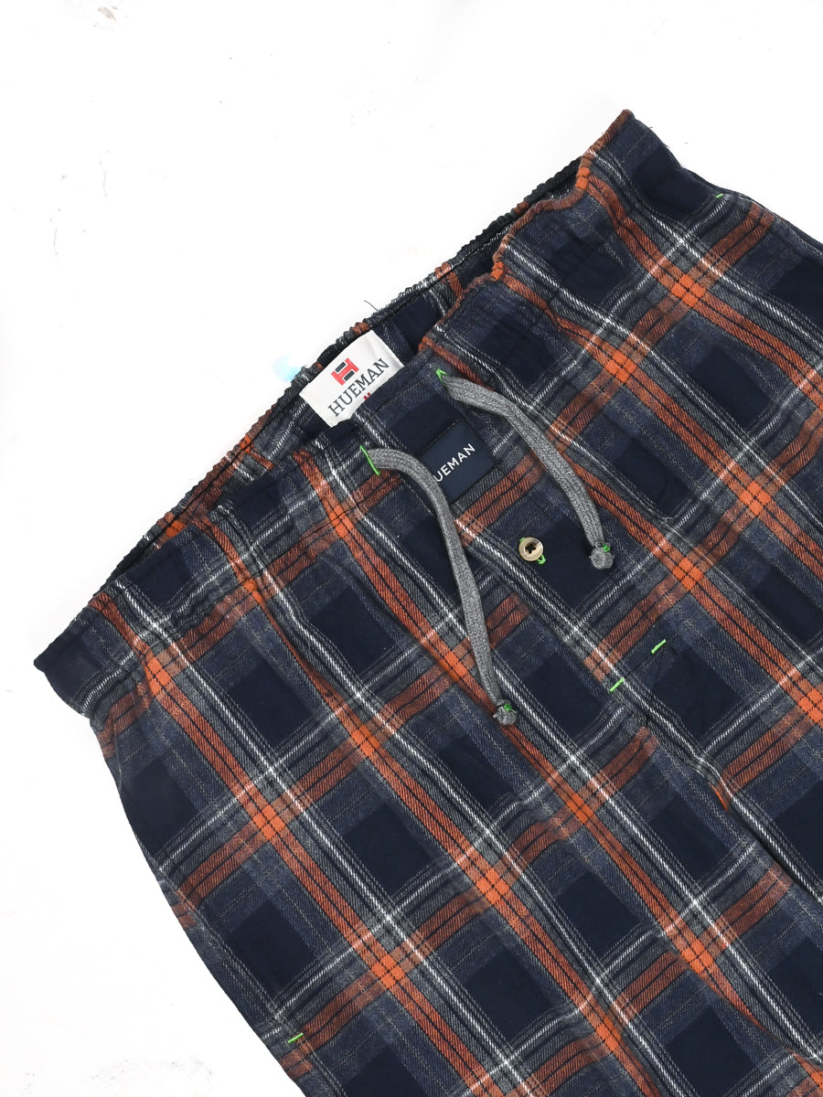 Flannel Plaid Orange/Blue Relaxed Winter Pajamas