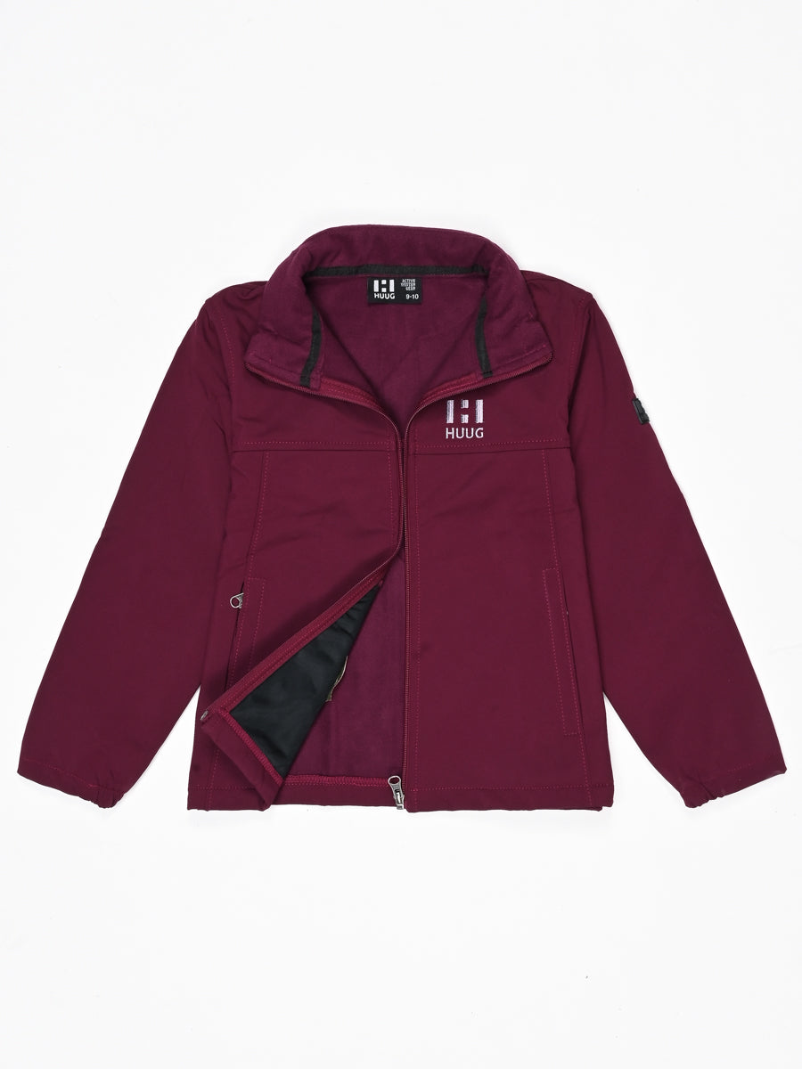 Cardinal Red Stand Up Collar Soft Shell Kids Jacket