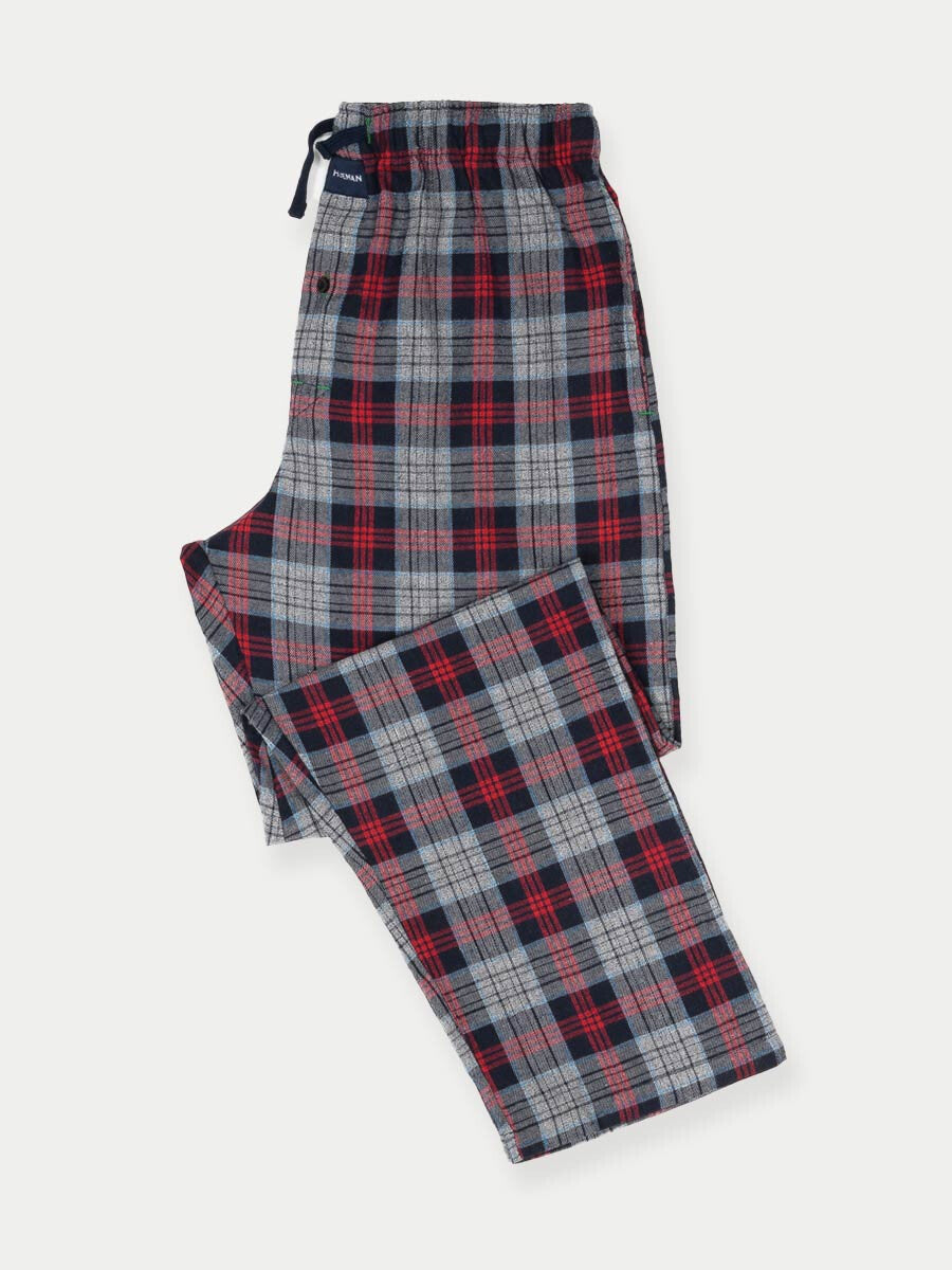 Flannel Plaid Red/Grey Double Lining Relaxed Winter Pajama