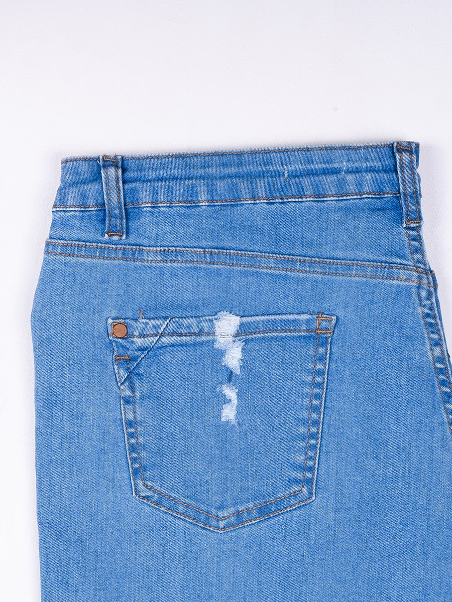 Light Blue Ripped Stretch Denim Jenna Jeans