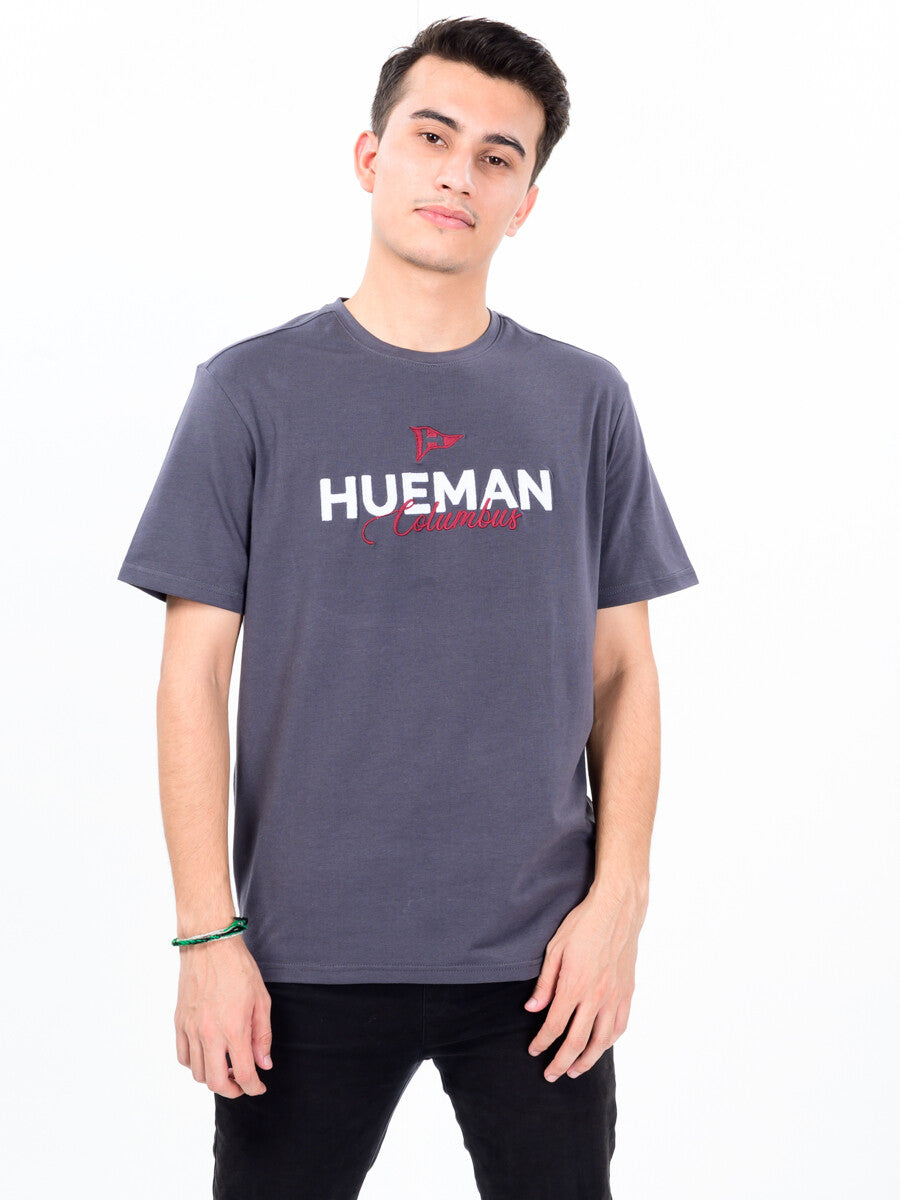 Men Grey Cotton Round Neck Tee Shirt