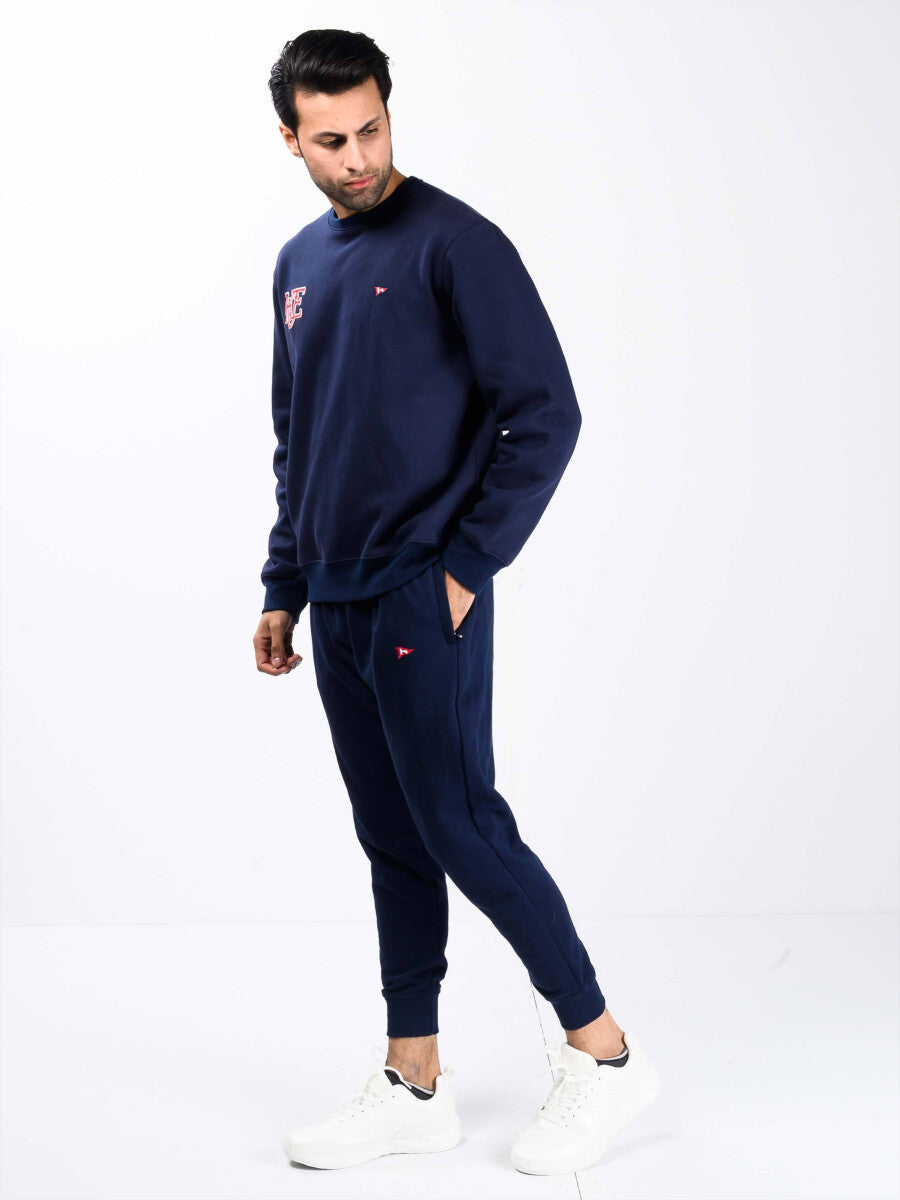 Men Navy Blue Sweatsuit