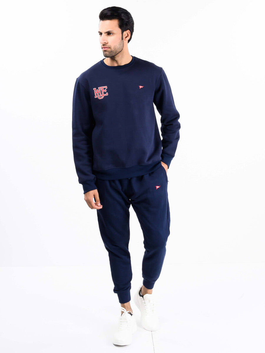 Men Navy Blue Sweatsuit