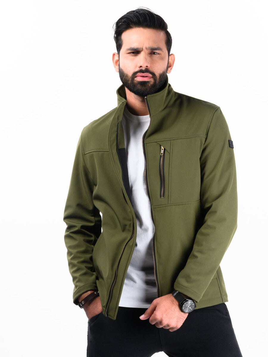 Men Olive Softshell Jacket