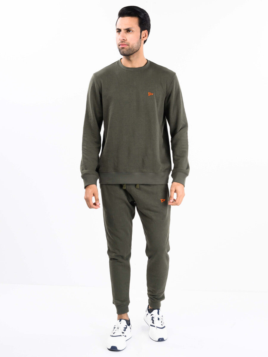 Men Olive Terry Sweatsuits