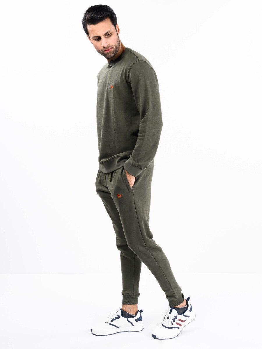 Men Olive Terry Sweatsuits