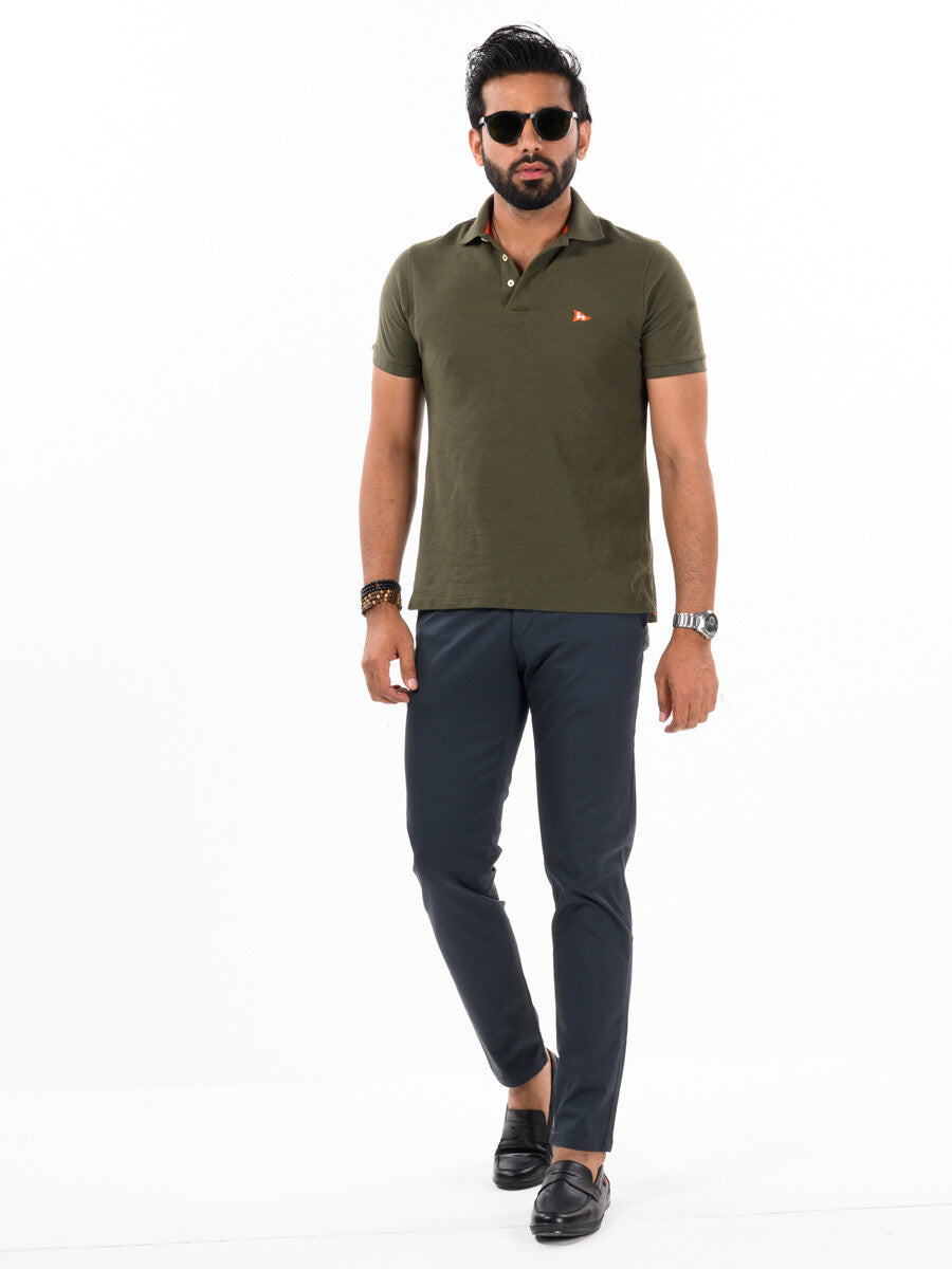 Men Space Blue Slim Fit Stretch Chino Pant