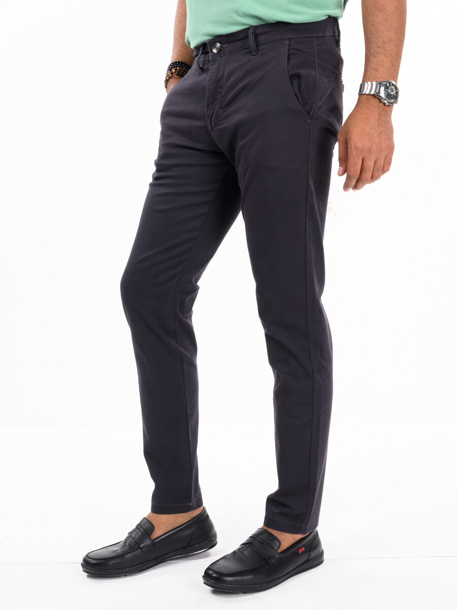 Men's Charcoal Slim Fit Stretch Chino Pant