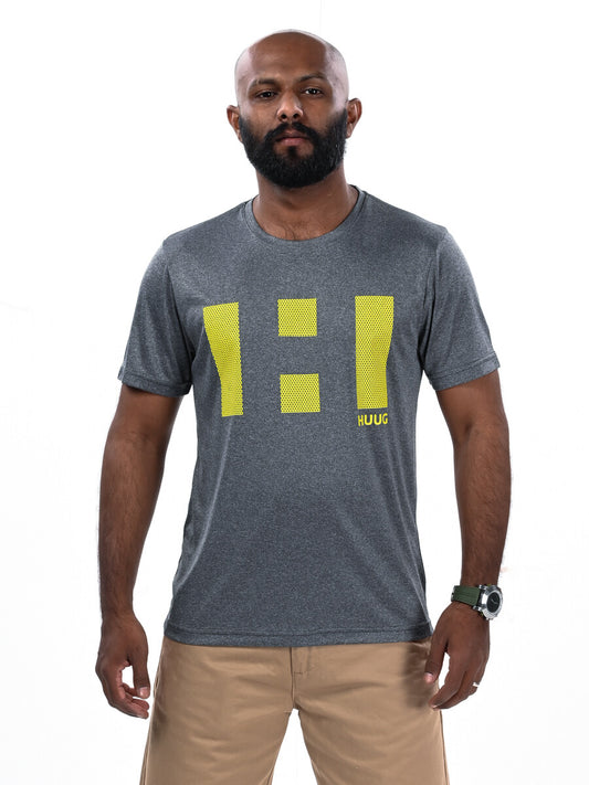 Men Grey Custom Fit Crew Neck T-Shirt