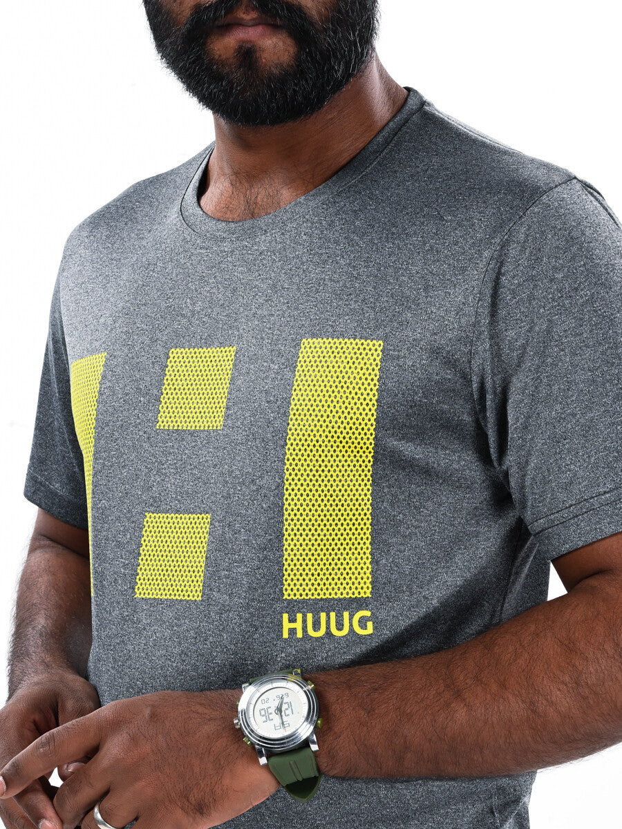 Men Grey Custom Fit Crew Neck T-Shirt