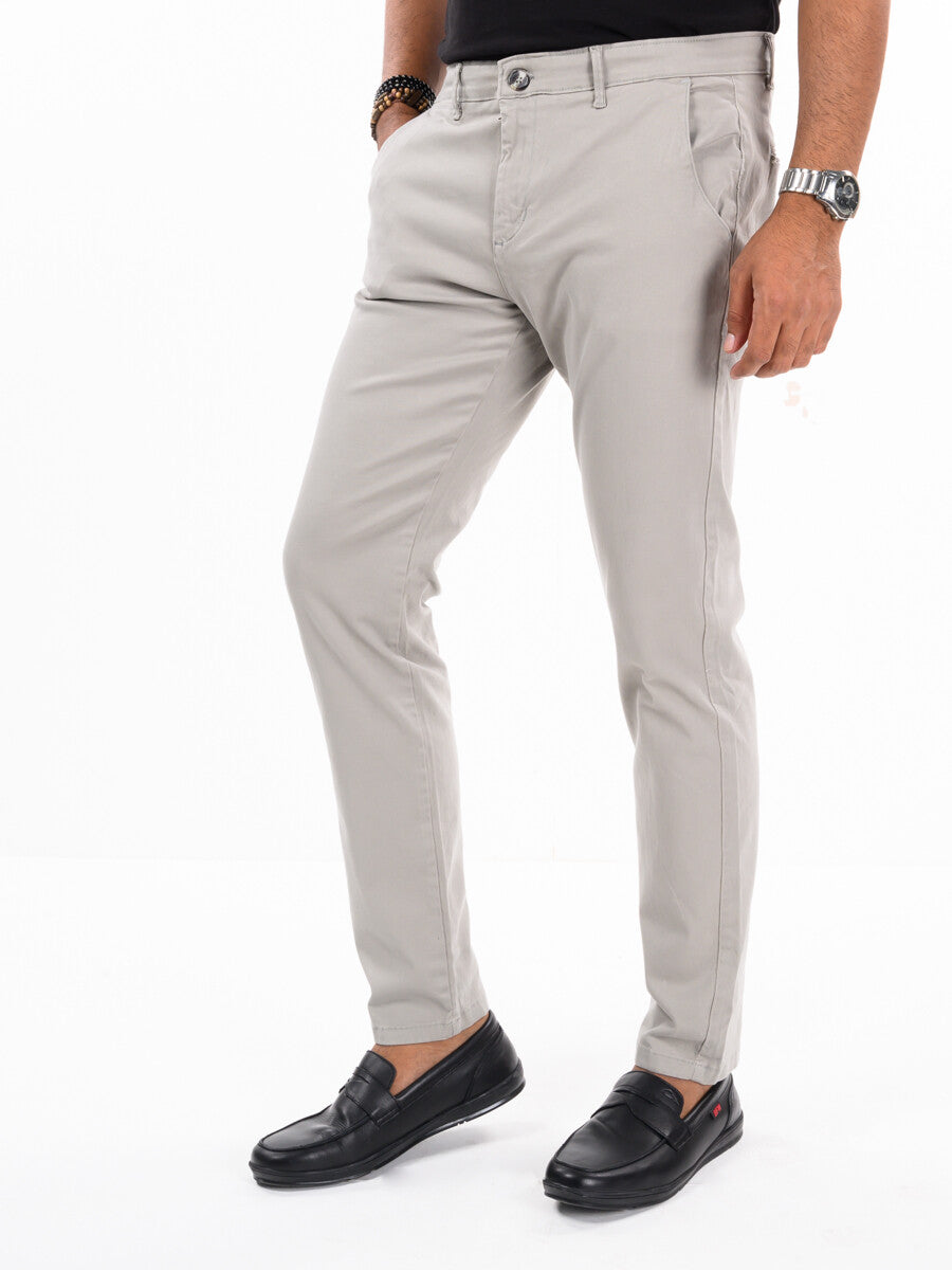 Men's Grey Slim Fit Stretch Chino Pant