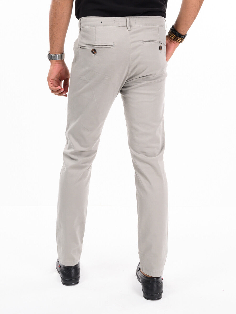 Men's Grey Slim Fit Stretch Chino Pant